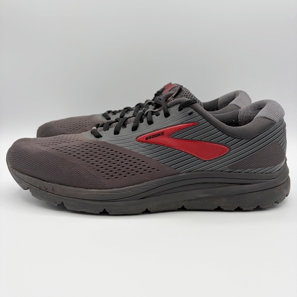 Brooks Addiction 14 Running Shoes Size 12.5 B Narrow Gray Red Cushion Insoles